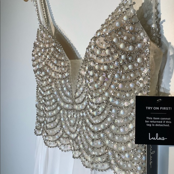 💙 True Love White Beaded Rhinestone Maxi Dress - Picture 12 of 16